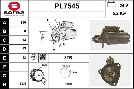 Sera PL7545 - Стартер autospares.lv