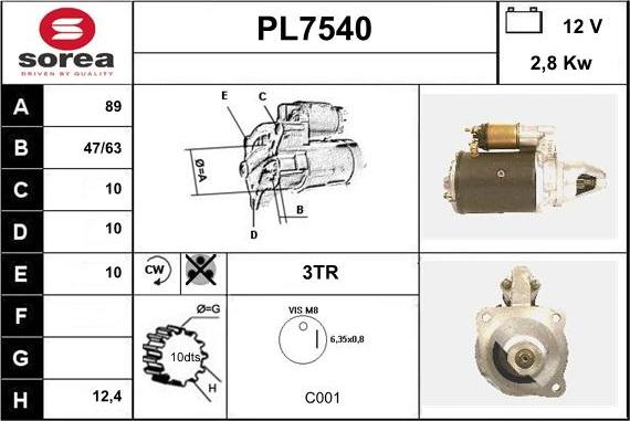 Sera PL7540 - Стартер autospares.lv