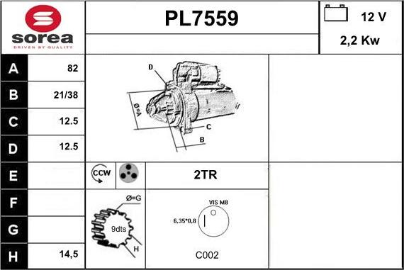 Sera PL7559 - Стартер autospares.lv