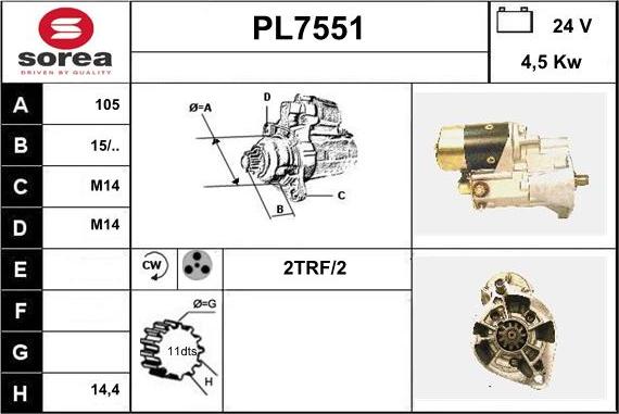 Sera PL7551 - Стартер autospares.lv