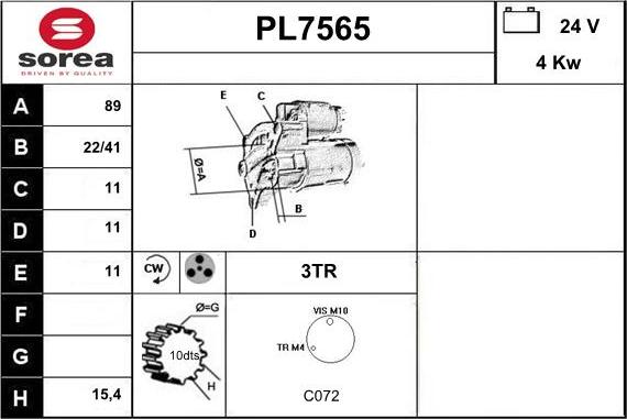 Sera PL7565 - Стартер autospares.lv