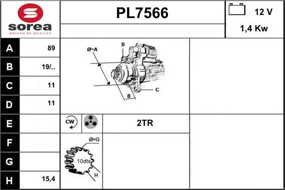 Sera PL7566 - Стартер autospares.lv