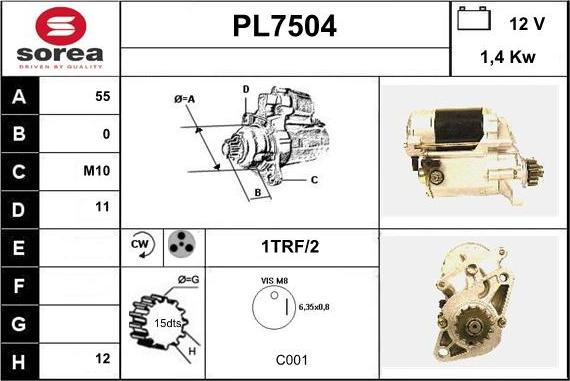 Sera PL7504 - Стартер autospares.lv