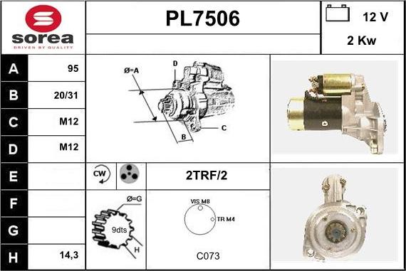 Sera PL7506 - Стартер autospares.lv