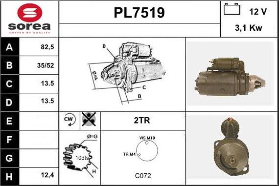 Sera PL7519 - Стартер autospares.lv