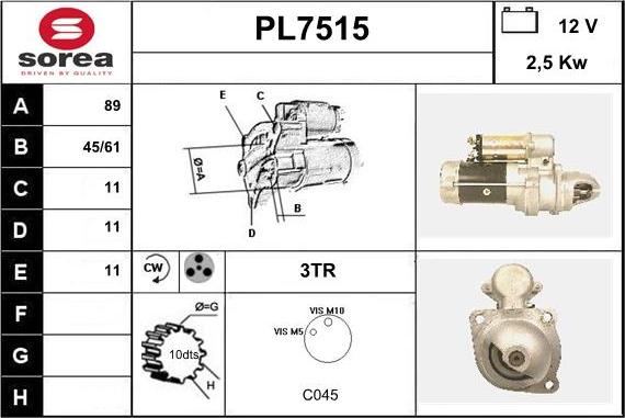 Sera PL7515 - Стартер autospares.lv