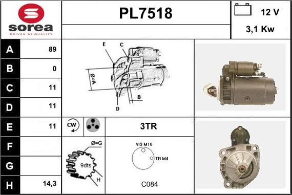 Sera PL7518 - Стартер autospares.lv