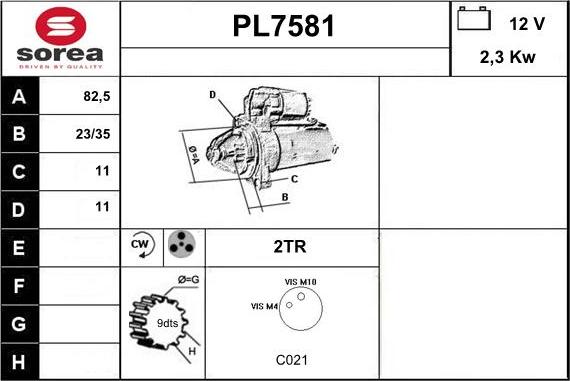 Sera PL7581 - Стартер autospares.lv