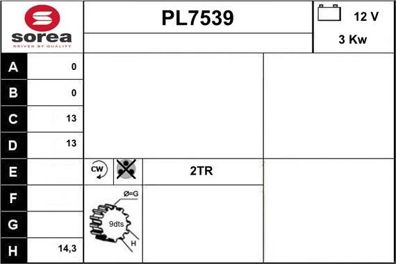 Sera PL7539 - Стартер autospares.lv