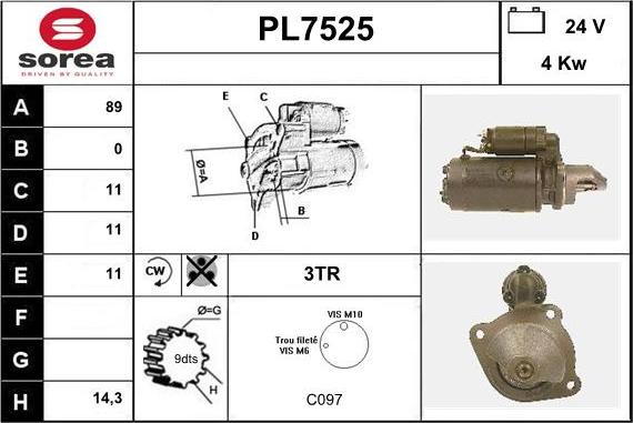 Sera PL7525 - Стартер autospares.lv