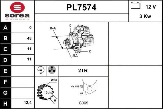 Sera PL7574 - Стартер autospares.lv