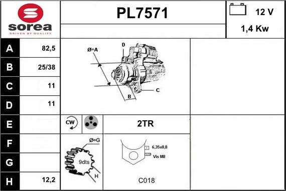 Sera PL7571 - Стартер autospares.lv