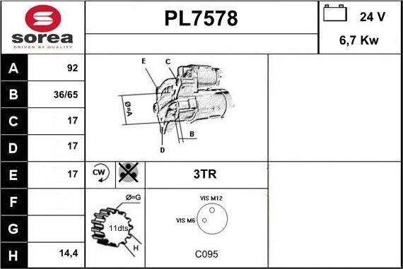 Sera PL7578 - Стартер autospares.lv