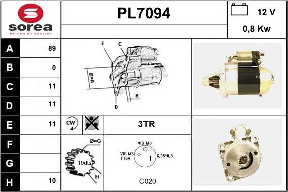 Sera PL7094 - Стартер autospares.lv