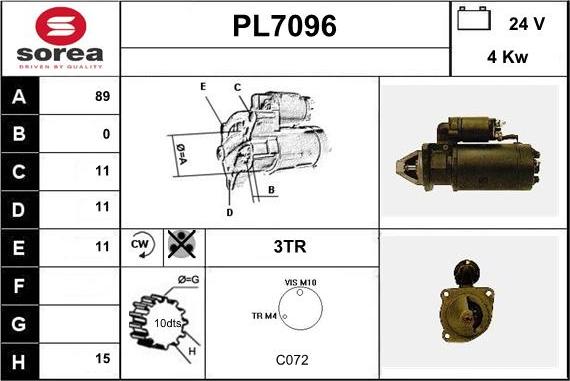 Sera PL7096 - Стартер autospares.lv