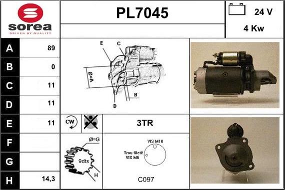 Sera PL7045 - Стартер autospares.lv