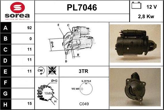 Sera PL7046 - Стартер autospares.lv