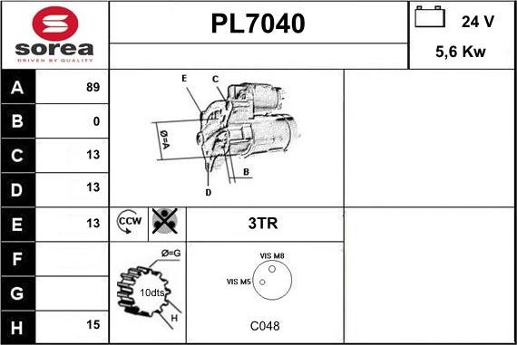 Sera PL7040 - Стартер autospares.lv