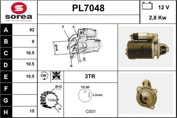 Sera PL7048 - Стартер autospares.lv