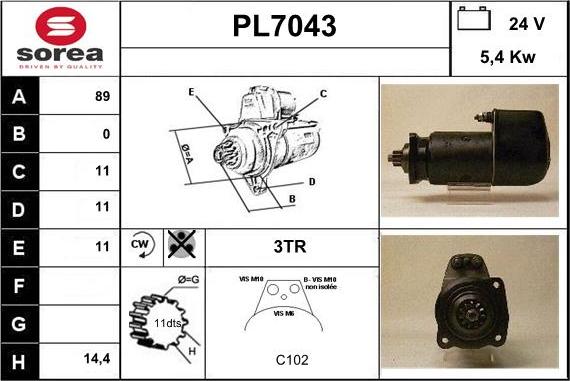 Sera PL7043 - Стартер autospares.lv