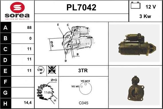 Sera PL7042 - Стартер autospares.lv