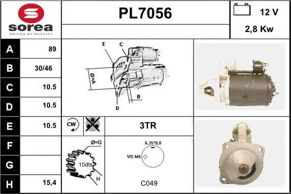 Sera PL7056 - Стартер autospares.lv