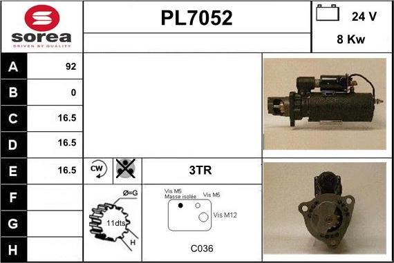 Sera PL7052 - Стартер autospares.lv