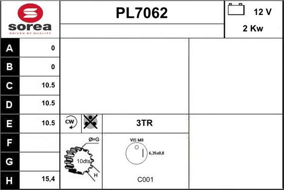 Sera PL7062 - Стартер autospares.lv