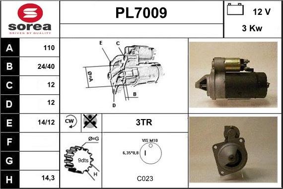 Sera PL7009 - Стартер autospares.lv