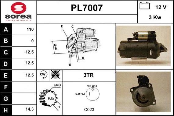 Sera PL7007 - Стартер autospares.lv