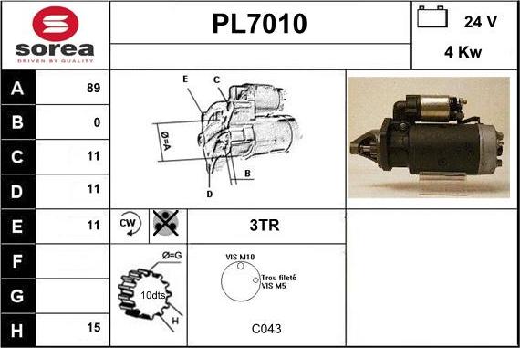 Sera PL7010 - Стартер autospares.lv