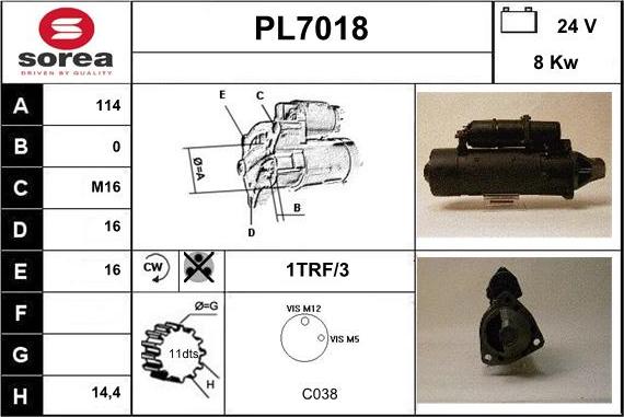 Sera PL7018 - Стартер autospares.lv