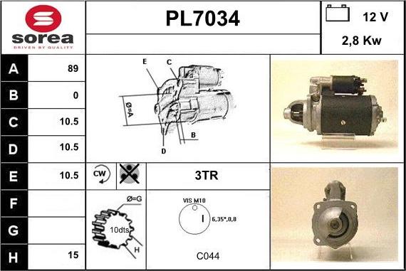 Sera PL7034 - Стартер autospares.lv