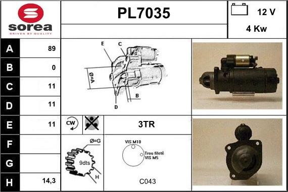 Sera PL7035 - Стартер autospares.lv