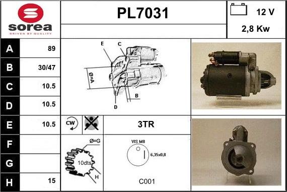 Sera PL7031 - Стартер autospares.lv