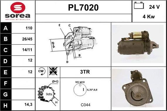 Sera PL7020 - Стартер autospares.lv