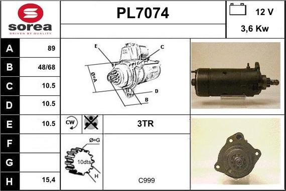 Sera PL7074 - Стартер autospares.lv