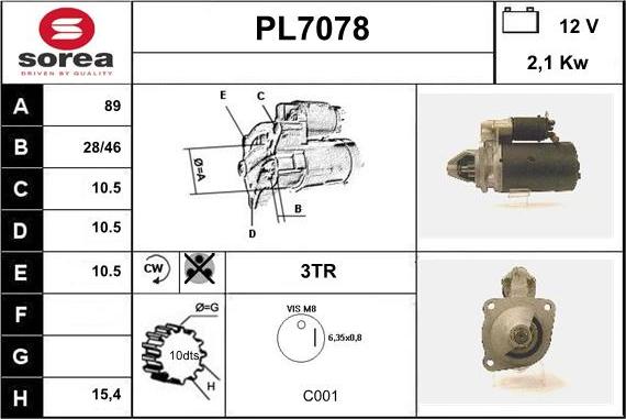 Sera PL7078 - Стартер autospares.lv