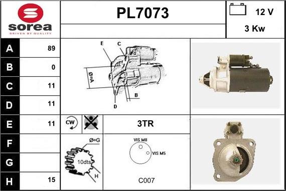 Sera PL7073 - Стартер autospares.lv