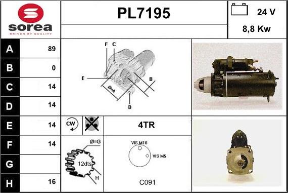 Sera PL7195 - Стартер autospares.lv