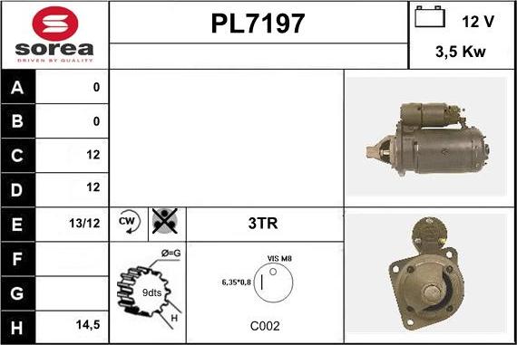 Sera PL7197 - Стартер autospares.lv