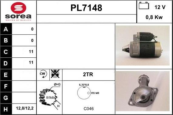 Sera PL7148 - Стартер autospares.lv