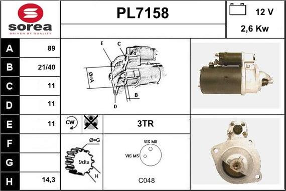 Sera PL7158 - Стартер autospares.lv