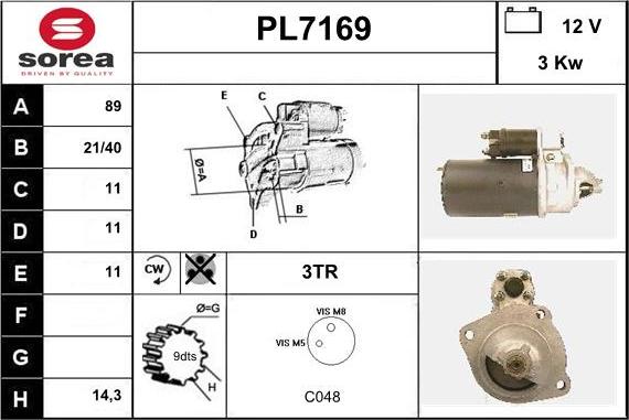 Sera PL7169 - Стартер autospares.lv