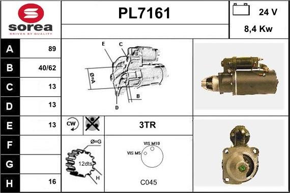 Sera PL7161 - Стартер autospares.lv