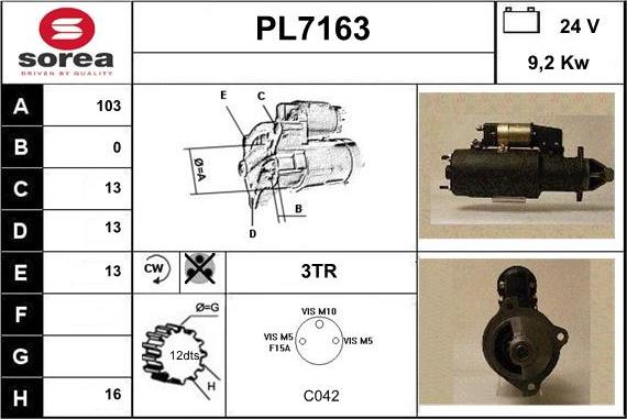 Sera PL7163 - Стартер autospares.lv