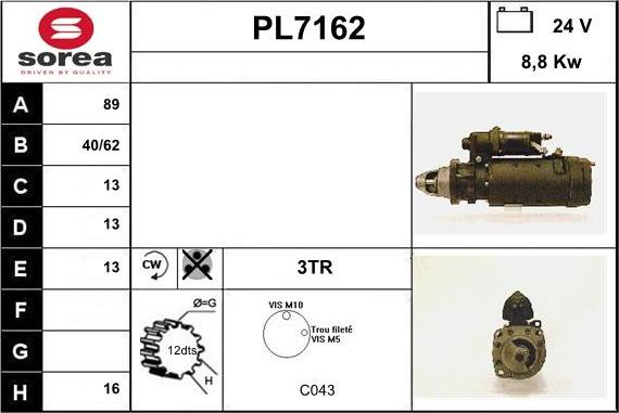 Sera PL7162 - Стартер autospares.lv