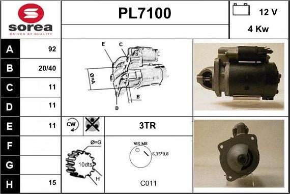 Sera PL7100 - Стартер autospares.lv