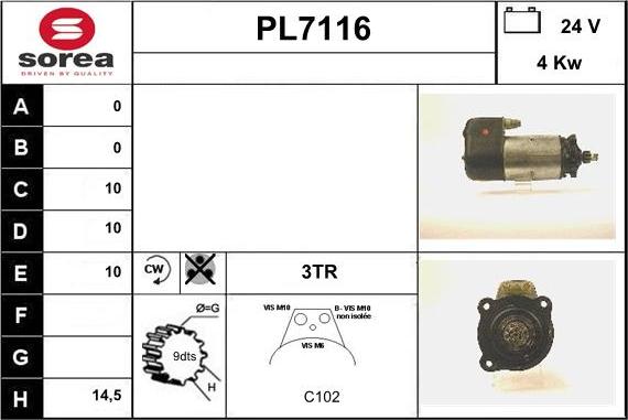 Sera PL7116 - Стартер autospares.lv