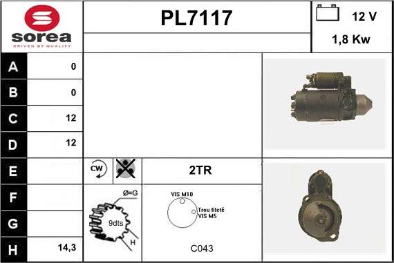 Sera PL7117 - Стартер autospares.lv